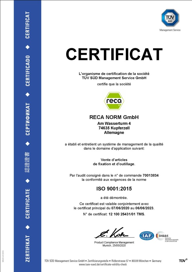 Certificat ISO 9001:2015